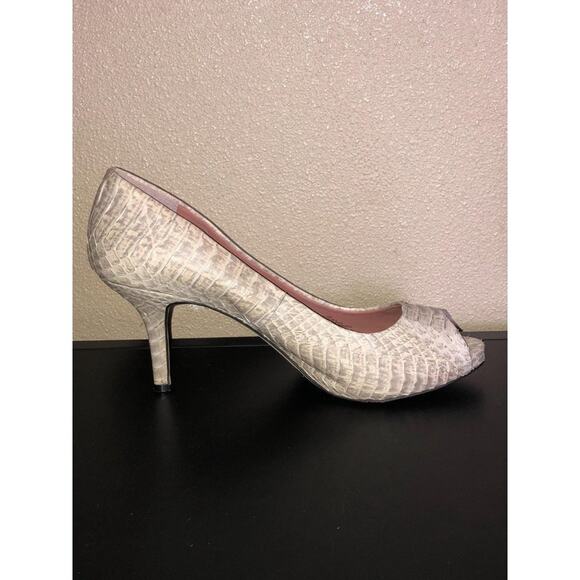 Vince Camuto Kira Wedding Date Nite Animal Print Cream Python Peep Toe Heels 8.5 - Picture 4 of 11